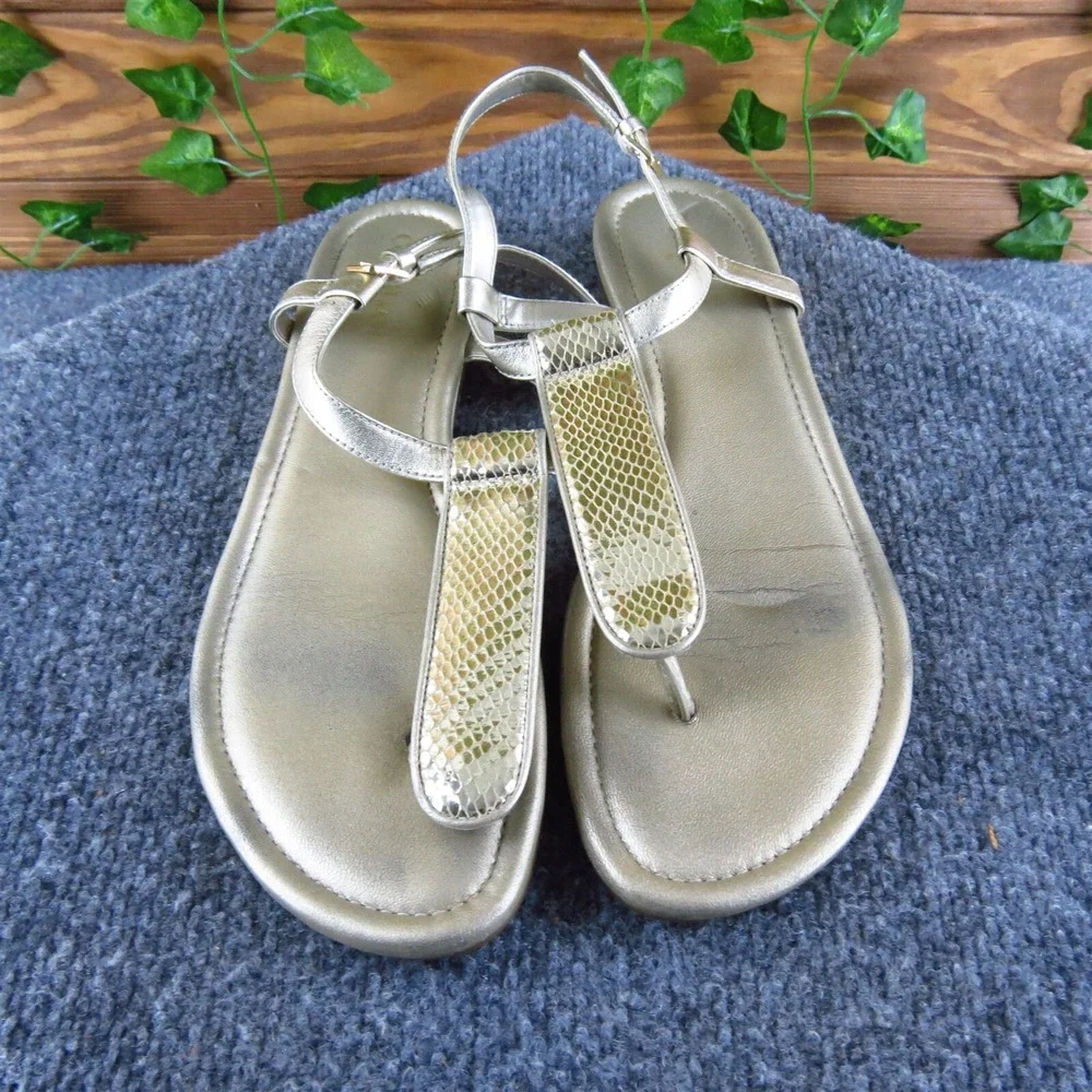 Cole Haan Women's  T-Strap‎ Gold Leather Sz 8.5 Medium Gently Used 2025